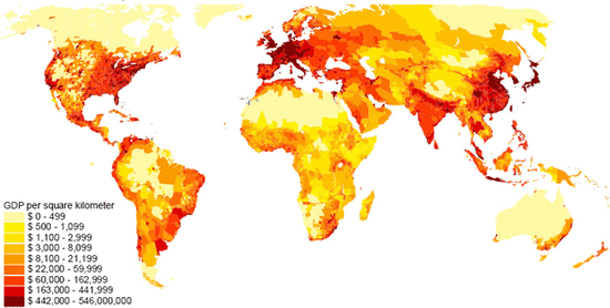 Mapa de distribucin mundial del PIB por paises